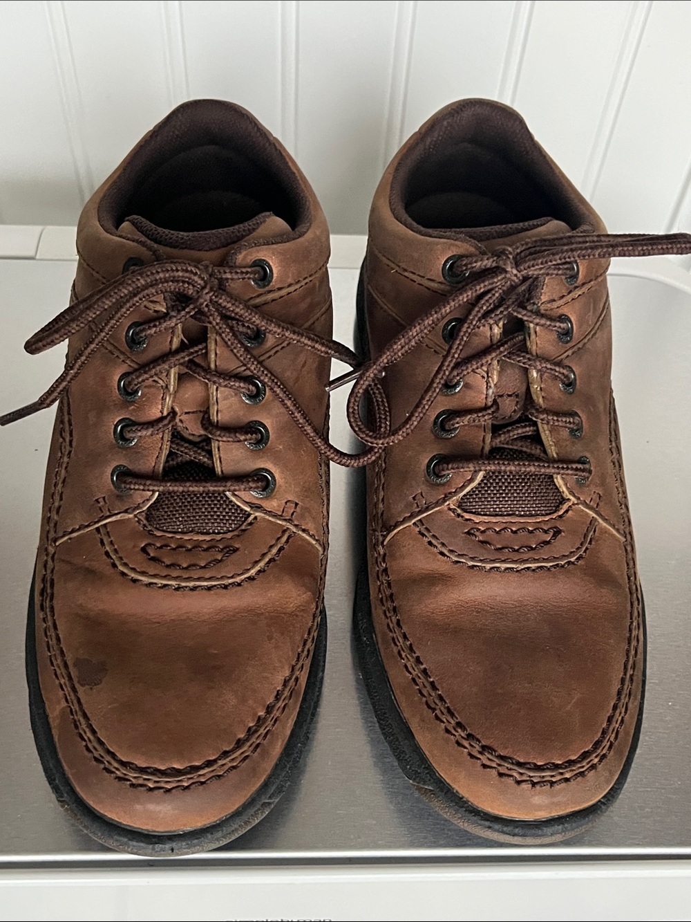 Rockport Brown Leather Oxford Casual Shoes Mens 7M Moc Toe Comfort Walking